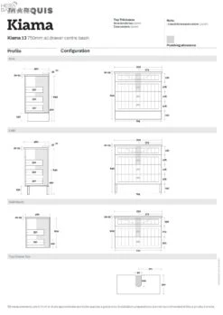 Kiama 750mm Bathroom Vanity | Drawer Version -HERA BATHWARE kiama 750mm bathroom vanity drawer versionnova acrylic top no tap holevanitiesmarquis 934879