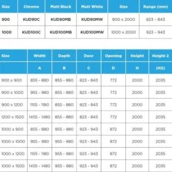 Kubix Door Only | Oceano -HERA BATHWARE kubix door only oceanomatte white900mm 823 843shower screenoceano 535182