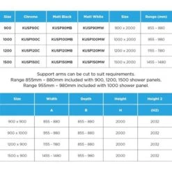 Kubix Shower Walk-in Panel | Oceano -HERA BATHWARE kubix shower walk in panel oceanochrome900mm 823 843shower screenoceano 784806