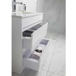 Leona Gloss White Freestanding Vanity - 900mm -HERA BATHWARE leona gloss white freestanding vanity 900mmvanitiesaulic 705479
