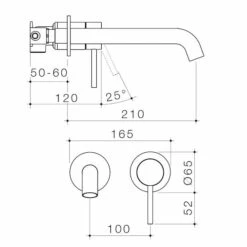 LIANO II 210mm Wall Basin Mixer Without Plate -HERA BATHWARE liano ii 210mm wall basin mixer without plategun metalwall basin mixercaroma 764469