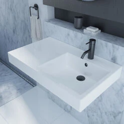 LIANO NEXUS Wall Basin 750mm Left Hand Shelf | CAROMA