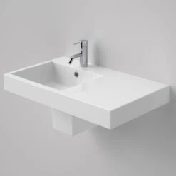 LIANO NEXUS Wall Basin 750mm Right Hand Shelf | CAROMA -HERA BATHWARE liano nexus wall basin 750mm right hand shelf caromaliano nexus 750 wall basin rhs one tap holebasincaroma 601485
