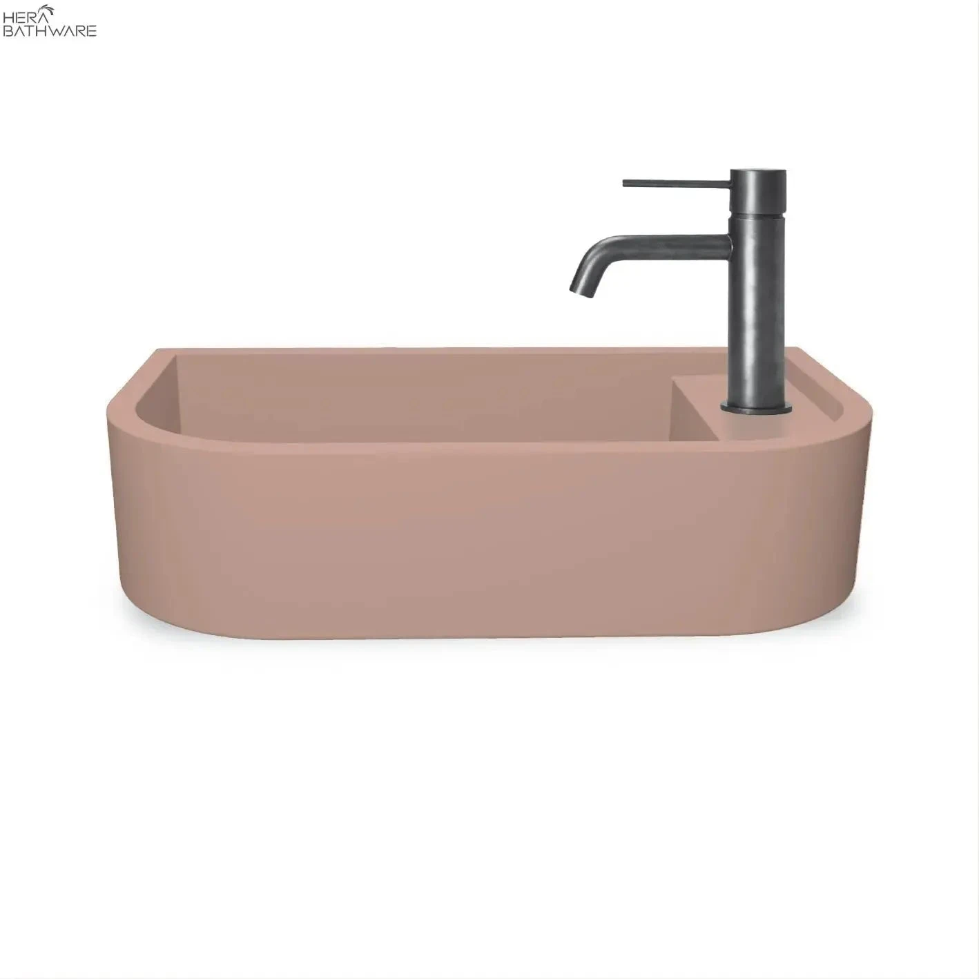 Loop 02 Basin - Overflow - Wall Hung Blush Pink 1 Loop 02 Basin - Overflow - Wall Hung Blush Pink