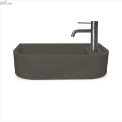Loop 02 Basin - Overflow - Wall Hung Mid Tone Grey