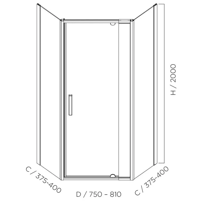 Louve Neo Angle Diamond Pivot Shower Screen | Oceano 7 Louve Neo Angle Diamond Pivot Shower Screen | Oceano - Image 7
