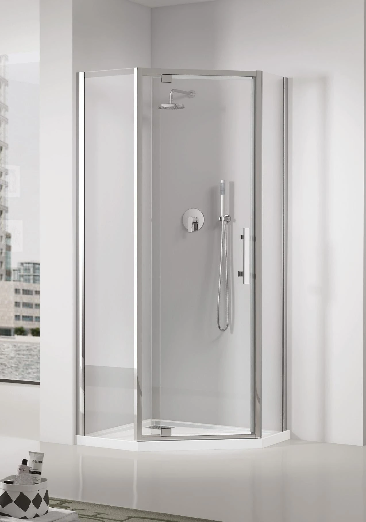 Louve Neo Angle Diamond Pivot Shower Screen | Oceano 2 Louve Neo Angle Diamond Pivot Shower Screen | Oceano - Image 2