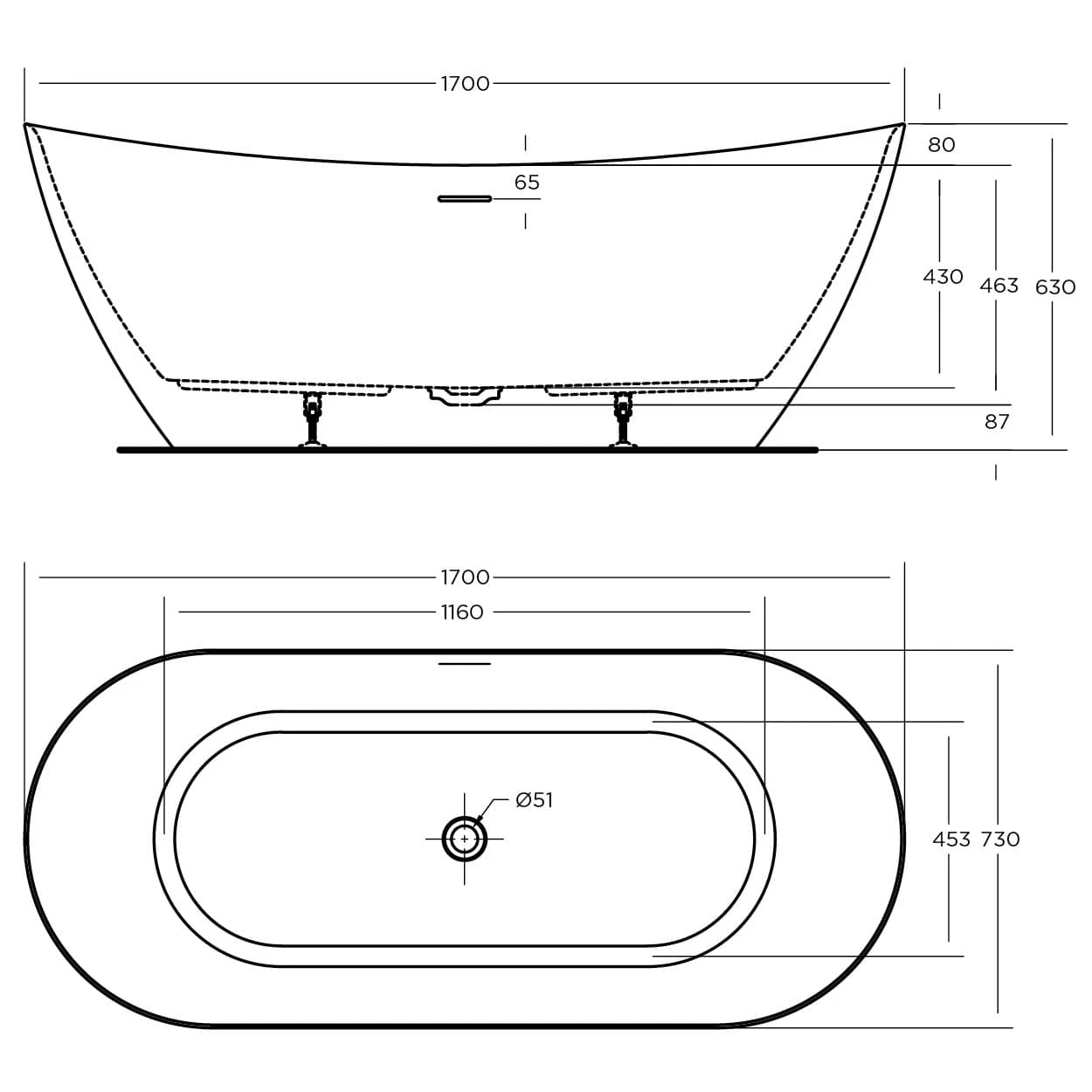 Luka Bath Tub Freestanding 1700mm | Oceano 8 Luka Bath Tub Freestanding 1700mm | Oceano - Image 8