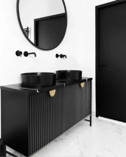 Marlo 600-1500mm Satin Black Wall Hung Vanity -HERA BATHWARE marlo 600 1500mm satin black wall hung vanityceramic top600mmvanitiesotti 739146