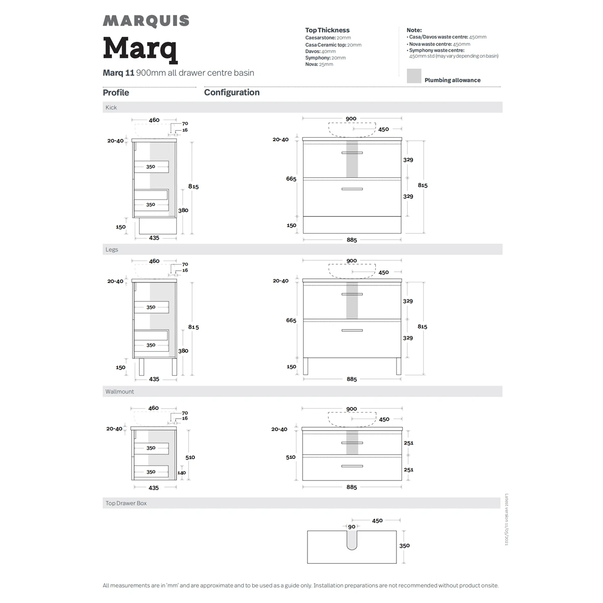 Marq Freestanding Vanity 900mm - All Drawer Version 2 Marq Freestanding Vanity 900mm - All Drawer Version - Image 2