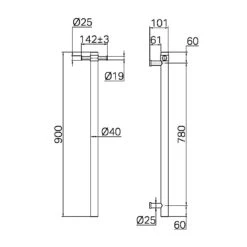 MECCA 240V SINGLE VERTICAL HEATED TOWEL -HERA BATHWARE mecca 240v single vertical heated towelgun metalnero tapware 977720