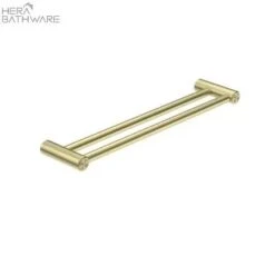 MECCA CARE 25MM GRAB DOUBLE TOWEL RAIL 600MM -HERA BATHWARE mecca care 25mm grab double towel rail 600mmbrushed goldgrab double railnero tapware 889761