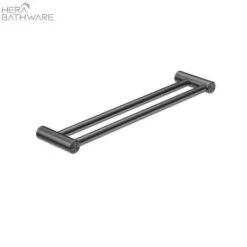 MECCA CARE 25MM GRAB DOUBLE TOWEL RAIL 600MM -HERA BATHWARE mecca care 25mm grab double towel rail 600mmgun metalgrab double railnero tapware 421965