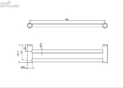 MECCA CARE 25MM GRAB DOUBLE TOWEL RAIL 600MM -HERA BATHWARE mecca care 25mm grab double towel rail 600mmmatte blackgrab double railnero tapware 921093