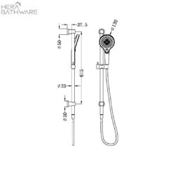 Mecca Rail Shower With Opal Shower Head | NERO -HERA BATHWARE mecca rail shower with opal shower head nerobrushed bronzeshower railsnero tapware 816344
