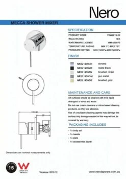 MECCA Shower Mixer -HERA BATHWARE mecca shower mixer60mmchromeshower mixernero tapware 978786