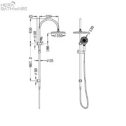 MECCA Twin Shower With Opal Shower -HERA BATHWARE mecca twin shower with opal showergun metalshower setnero tapware 844625
