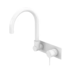 MECCA Wall Basin Mixer Swivel Spout - Handle Down -HERA BATHWARE mecca wall basin mixer swivel spout handle downmatte whitetapwarenero tapware 292949