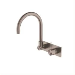 MECCA Wall Basin Mixer Swivel Spout - Handle Up -HERA BATHWARE mecca wall basin mixer swivel spout handle upbrushed bronzewall basin mixernero tapware 136711