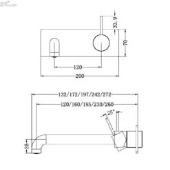 Mecca Wall Basin/Bath Mixer Handle-up Trim Kits Only -HERA BATHWARE mecca wall basinbath mixer handle up trim kits only120mmbrushed nickelwall basin mixernero tapware 742901