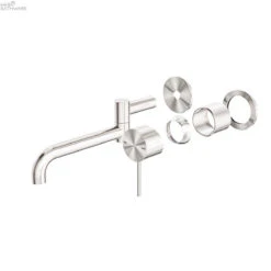 MECCA Wall Basin/Bath Mixer Swivel Spout 225mm / Trim Kit Only -HERA BATHWARE mecca wall basinbath mixer swivel spout 225mm trim kit onlybrushed nickeltrim kitsnero tapware 340688