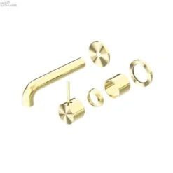 Mecca Wall Basin/Bath Mixer With Seperate Plate Handle Up Trim Kits Only -HERA BATHWARE mecca wall basinbath mixer with seperate plate handle up trim kits only120mmbrushed goldwall basin mixernero tapware 921997