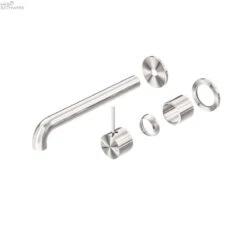 Mecca Wall Basin/Bath Mixer With Seperate Plate Handle Up Trim Kits Only -HERA BATHWARE mecca wall basinbath mixer with seperate plate handle up trim kits only120mmbrushed nickelwall basin mixernero tapware 570612
