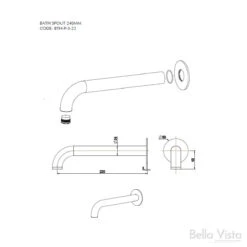 Mica Bath Spout 220mm 11 Mica Bath Spout 220mm -HERA BATHWARE mica bath spout 220mmgun metalbath spoutbella vista 599607