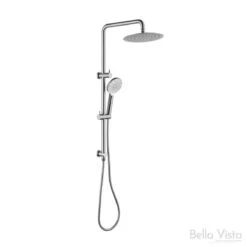Mica Dual Shower Rail With Rain Fall Head - Round -HERA BATHWARE mica dual shower rail with rain fall head roundbrushed nickelshower setbella vista 147319