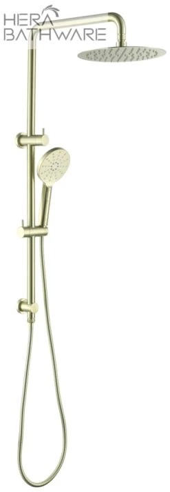 Mica Dual Shower Rail With Rain Fall Head - Round -HERA BATHWARE mica dual shower rail with rain fall head roundfrench goldshower setbella vista 134481