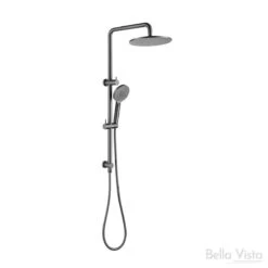Mica Dual Shower Rail With Rain Fall Head - Round -HERA BATHWARE mica dual shower rail with rain fall head roundgun metalshower setbella vista 258464