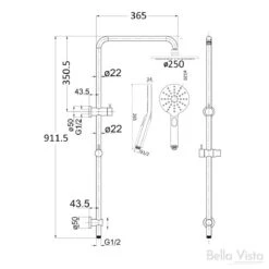 Mica Dual Shower Rail With Rain Fall Head - Round -HERA BATHWARE mica dual shower rail with rain fall head roundgun metalshower setbella vista 670115
