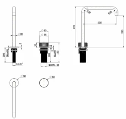 Mica Fluted Square/Goose Hob Sink/Basin Mixer Set -HERA BATHWARE mica fluted squaregoose hob sinkbasin mixer setdusk bronzegoose neckbella vista 171240