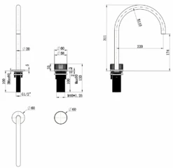 Mica Fluted Square/Goose Hob Sink/Basin Mixer Set -HERA BATHWARE mica fluted squaregoose hob sinkbasin mixer setdusk bronzegoose neckbella vista 273282