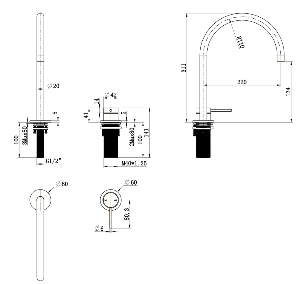 Mica Square/Goose Hob Sink/Basin Mixer Set 8 Mica Square/Goose Hob Sink/Basin Mixer Set - Image 8