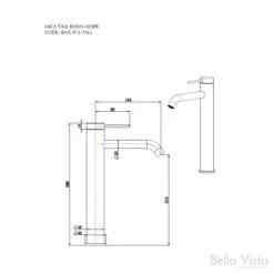 Mica Tall Basin Mixer - Chrome, Black, Brushed Nickel, Gunmetal, French Gold -HERA BATHWARE mica tall basin mixer chrome black brushed nickel gunmetal french goldgun metaltall basin mixerbella vista 132746