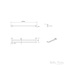 Mica - Towel Rail 800mm -HERA BATHWARE mica towel rail 800mmsingle towel railchrometowel railbella vista 623680