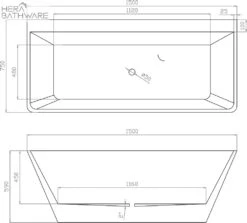 Natalia Back To Wall Bath -HERA BATHWARE natalia back to wall bathgloss white1500mmbathtubbnk 286305
