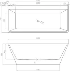 Natalia Back To Wall Bath -HERA BATHWARE natalia back to wall bathgloss white1500mmbathtubbnk 751415