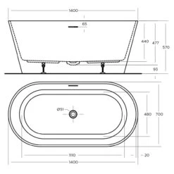 Nava Bath Tub Freestanding | Oceano -HERA BATHWARE nava bath tub freestanding oceanofreestanding1400mmbathtuboceano 771071