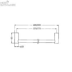 New Mecca Single Towel Rail 600/800mm Single/Double -HERA BATHWARE new mecca single towel rail 600800mm singledouble600mm single railchromenero tapware 347194