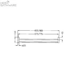 New Mecca Single Towel Rail 600/800mm Single/Double -HERA BATHWARE new mecca single towel rail 600800mm singledouble600mm single railchromenero tapware 912505