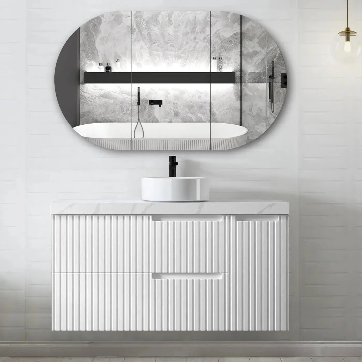 Noosa 1200mm Satin White Wall Hung Vanity 1 Noosa 1200mm Satin White Wall Hung Vanity