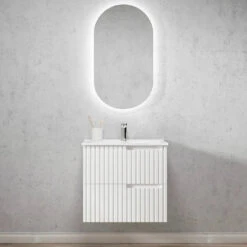 Noosa 600mm Satin White Wall Hung Vanity -HERA BATHWARE noosa 600mm satin white wall hung vanityvanitiesotti 747182