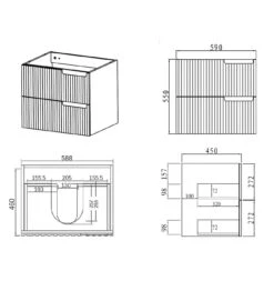 Noosa 600mm Satin White Wall Hung Vanity -HERA BATHWARE noosa 600mm satin white wall hung vanityvanitiesotti 982341