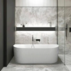 NORA Matte White Corner/Back To Wall Bathtub