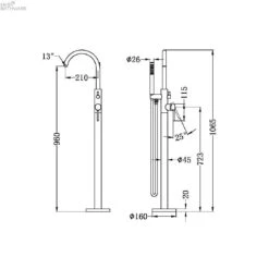 NOVA/Mecca Round Floor Mount Mixer With Handshower 9 NOVA/Mecca Round Floor Mount Mixer With Handshower -HERA BATHWARE novamecca round floor mount mixer with handshowermatte blackfreestanding bath spoutnero tapware 917649