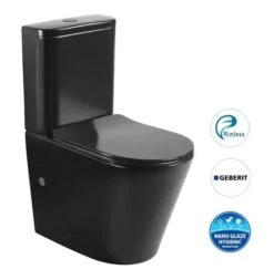 OASIS BLACK RIMLESS TOILET SUITE - R&T CISTERN
