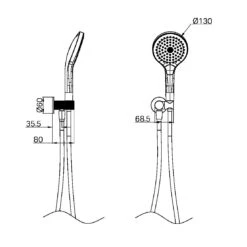 Opal Hand Shower Bracket With Air Shower II | Nero -HERA BATHWARE opal hand shower bracket with air shower ii nerobrushed goldhand showernero tapware 586790