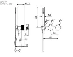 Opal Progressive Shower System Seperate Plate -HERA BATHWARE opal progressive shower system seperate plategraphitenero tapware 916518